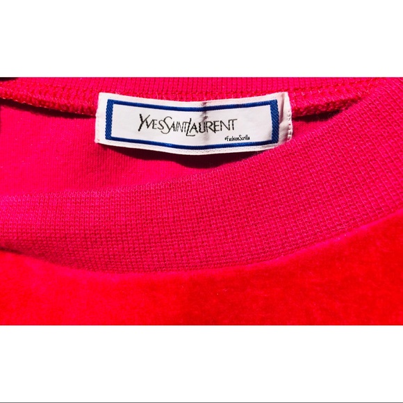 Yves Saint Laurent Pink & Gold Logo Sweatshirt Rare YSL Vintage - Picture 3 of 6